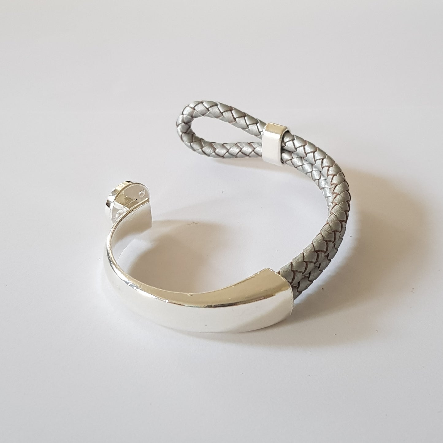 Bracelet Artisanal Cory Cuir Gris Argent