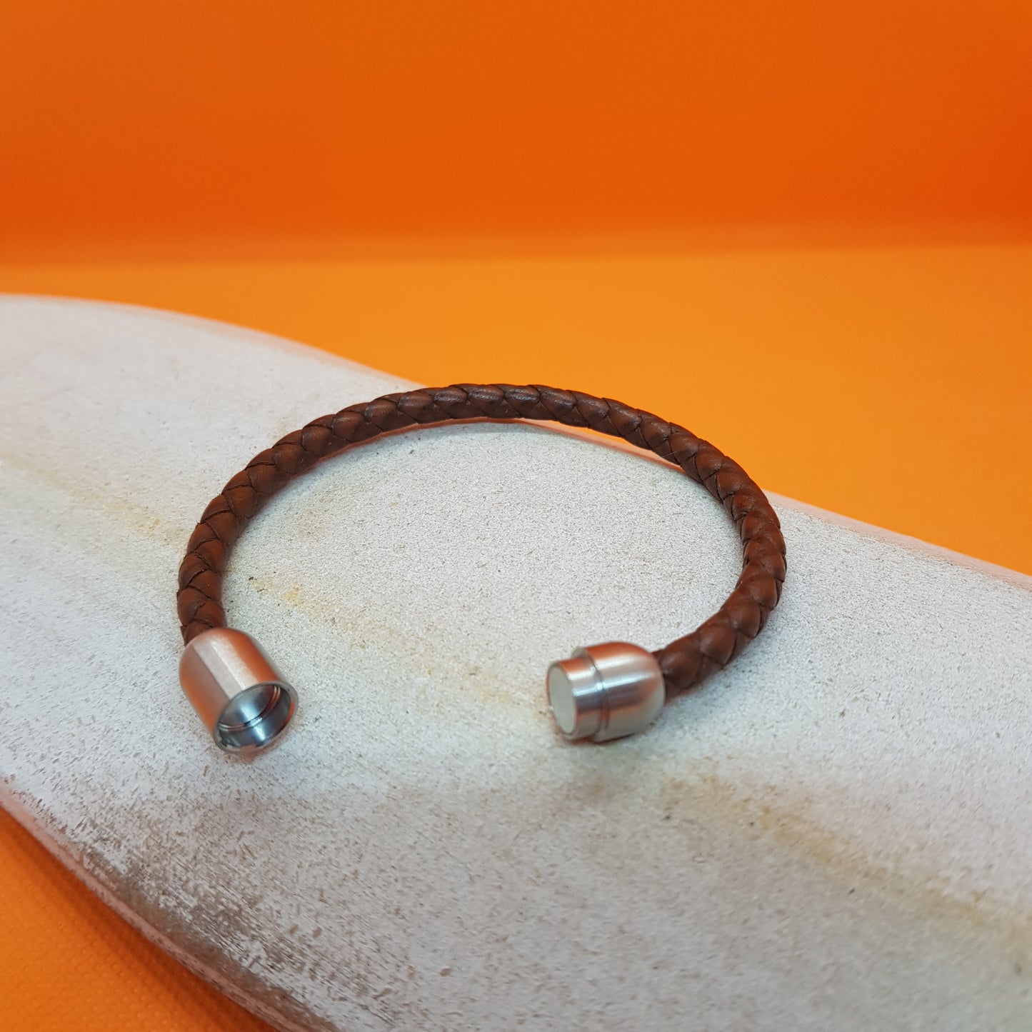 Bracelet Artisanal Léo Cuir Cognac Homme