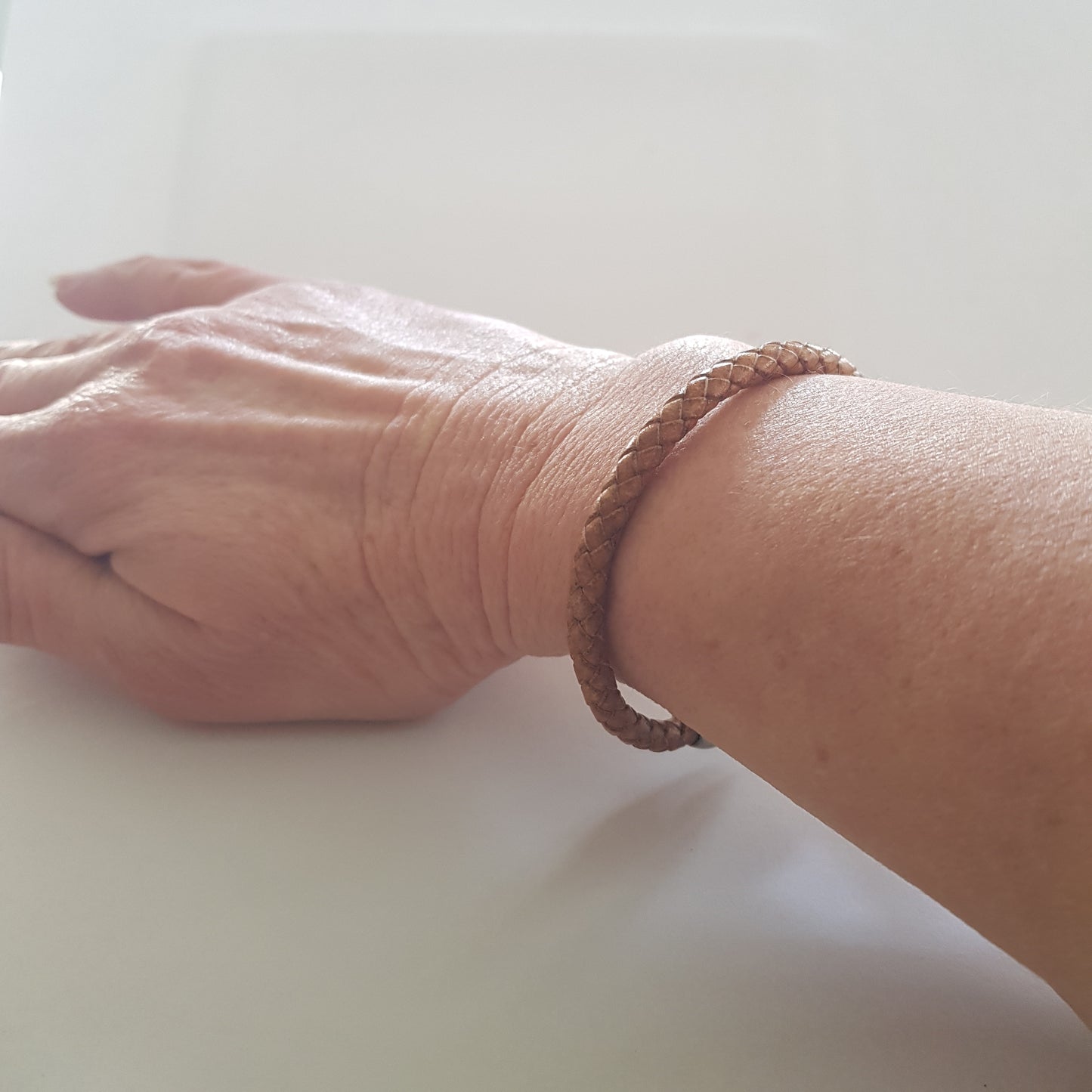 Bracelet Artisanal Léo Cuir Cognac Homme