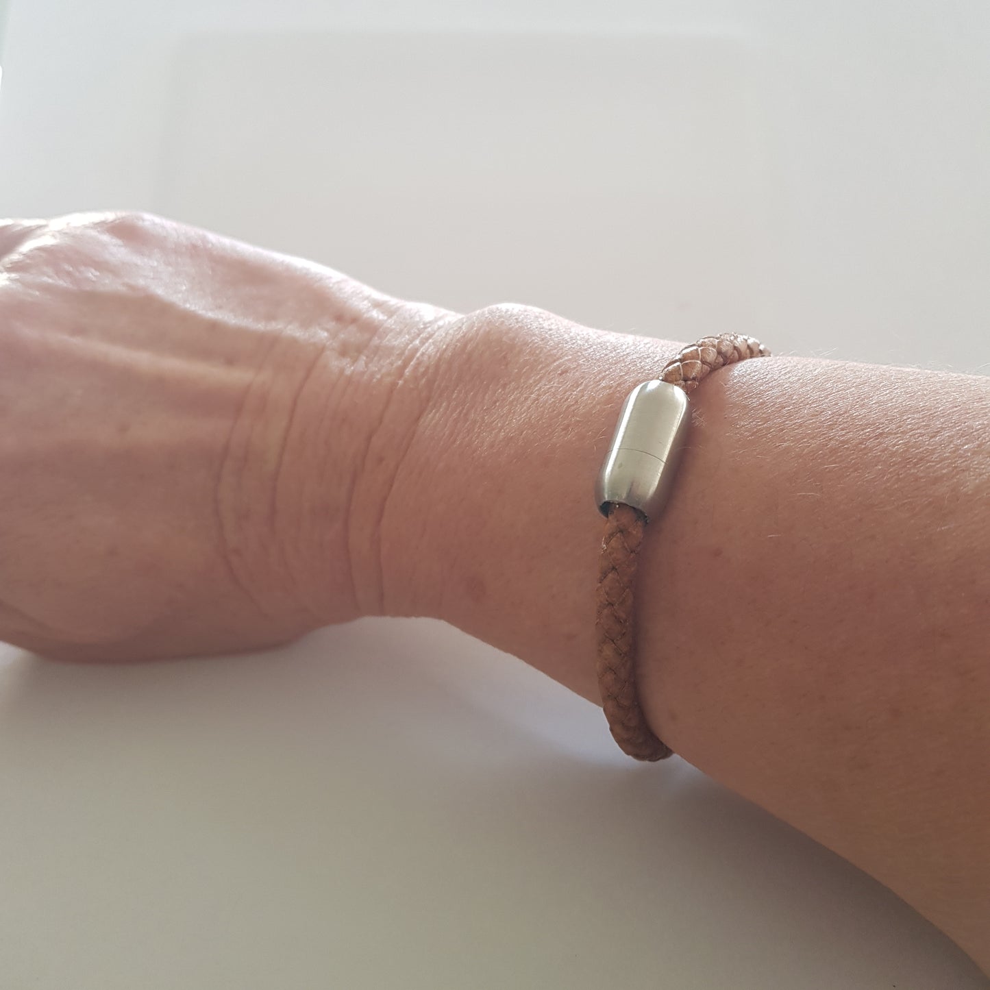 Bracelet Artisanal Léo Cuir Cognac Homme