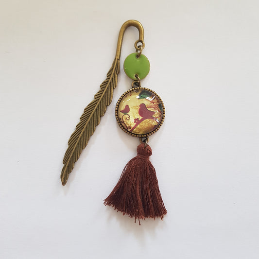 Marque-Page Artisanal Grimoire Pompon Marron