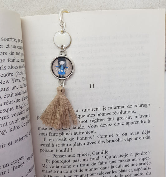 Marque-Page Artisanal Aigrette Pompon Beige