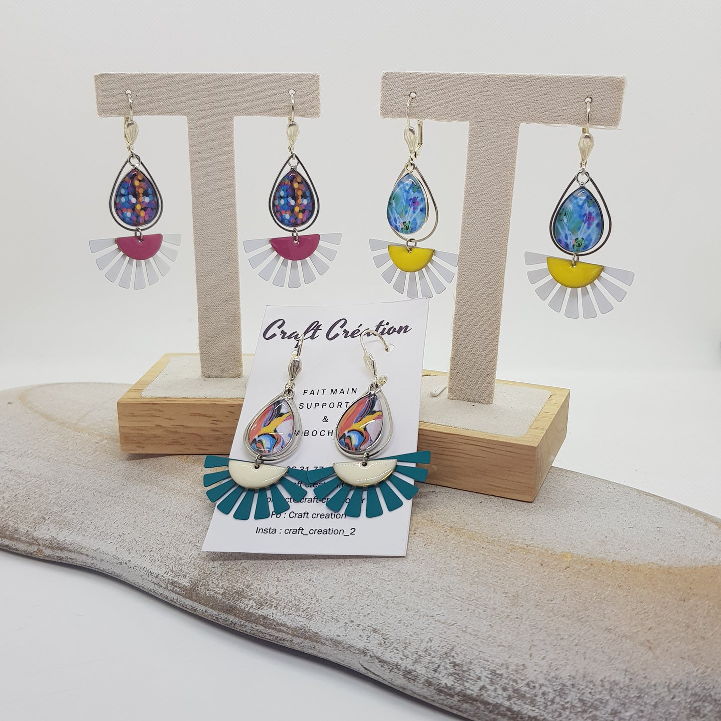 Boucle d'Oreille Artisanale Déby Sequin Jaune