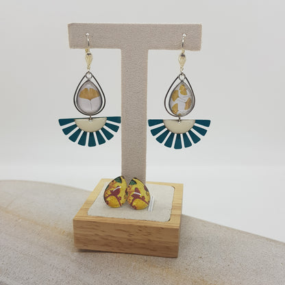 Boucle d'Oreille Artisanale Déby Sequin Blanc