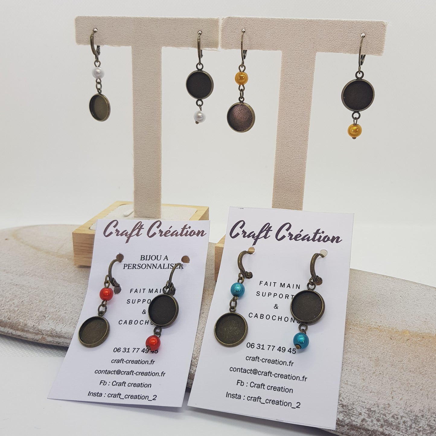 Boucle d'Oreille Artisanale Adora Perle Grise