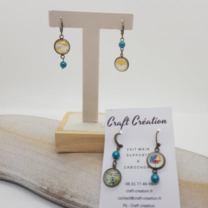 Boucle d'Oreille Artisanale Adora Perle Bleue