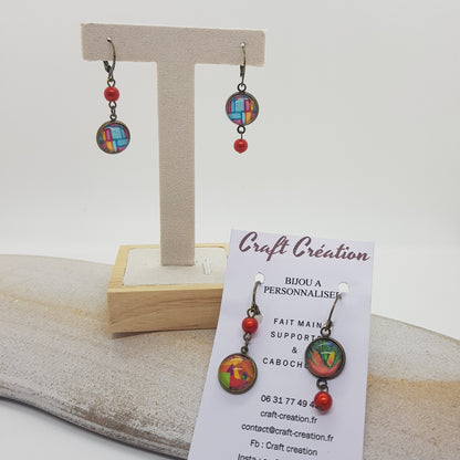 Boucle d'Oreille Artisanale Adora Perle Orange