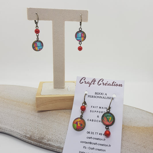 Boucle d'Oreille Artisanale Adora Perle Orange