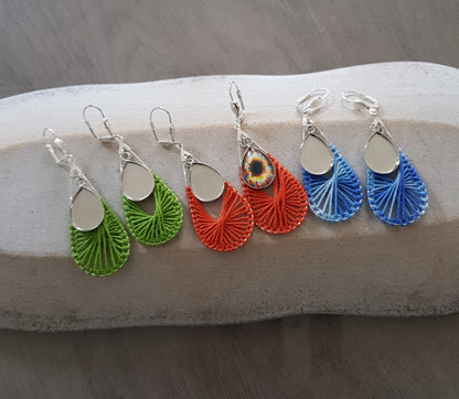 Boucles d'Oreille Artisanale Créole Dory Coton Orange