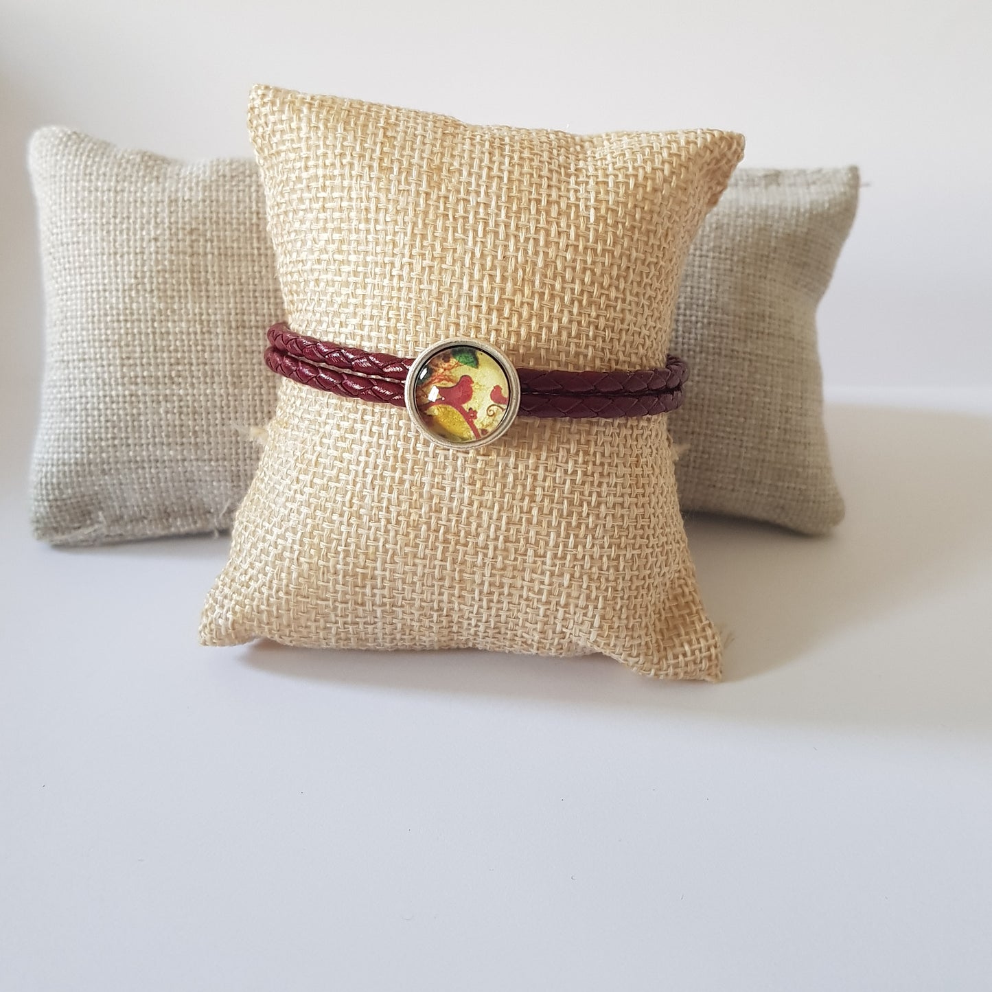 Bracelet Artisanal Alma Cuir Bordeaux