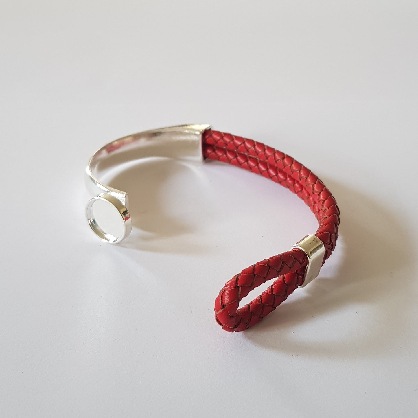 Bracelet Artisanal Cory Cuir rouge Argent