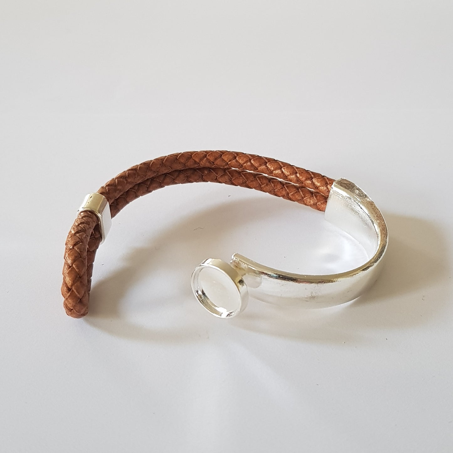 Bracelet Artisanal Cory Cuir Cognac Argent