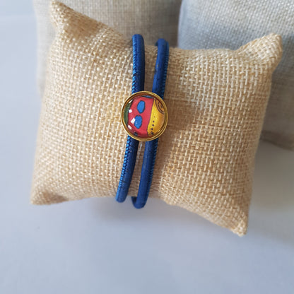 Bracelet Artisanal Danaé Liège Bleu Roi Doré