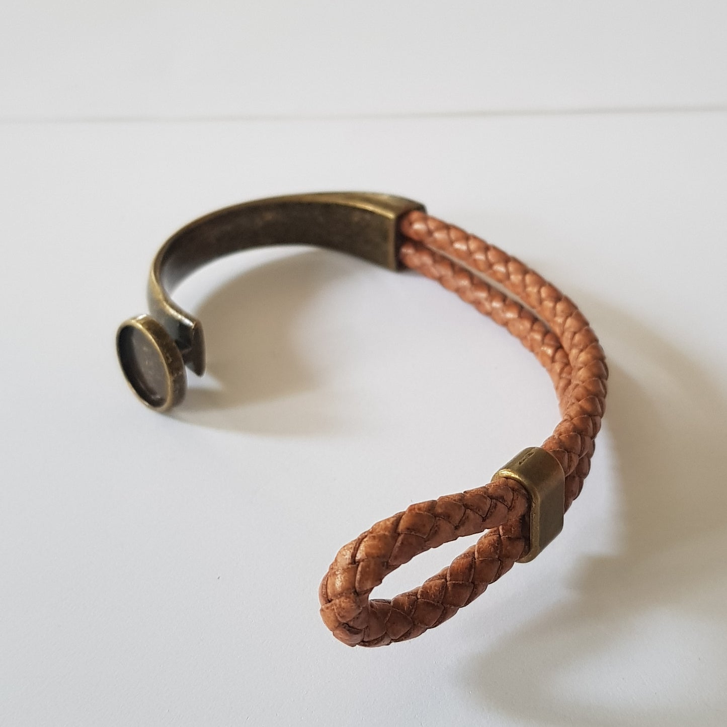 Bracelet Artisanal Gina Cuir Cognac Bronze