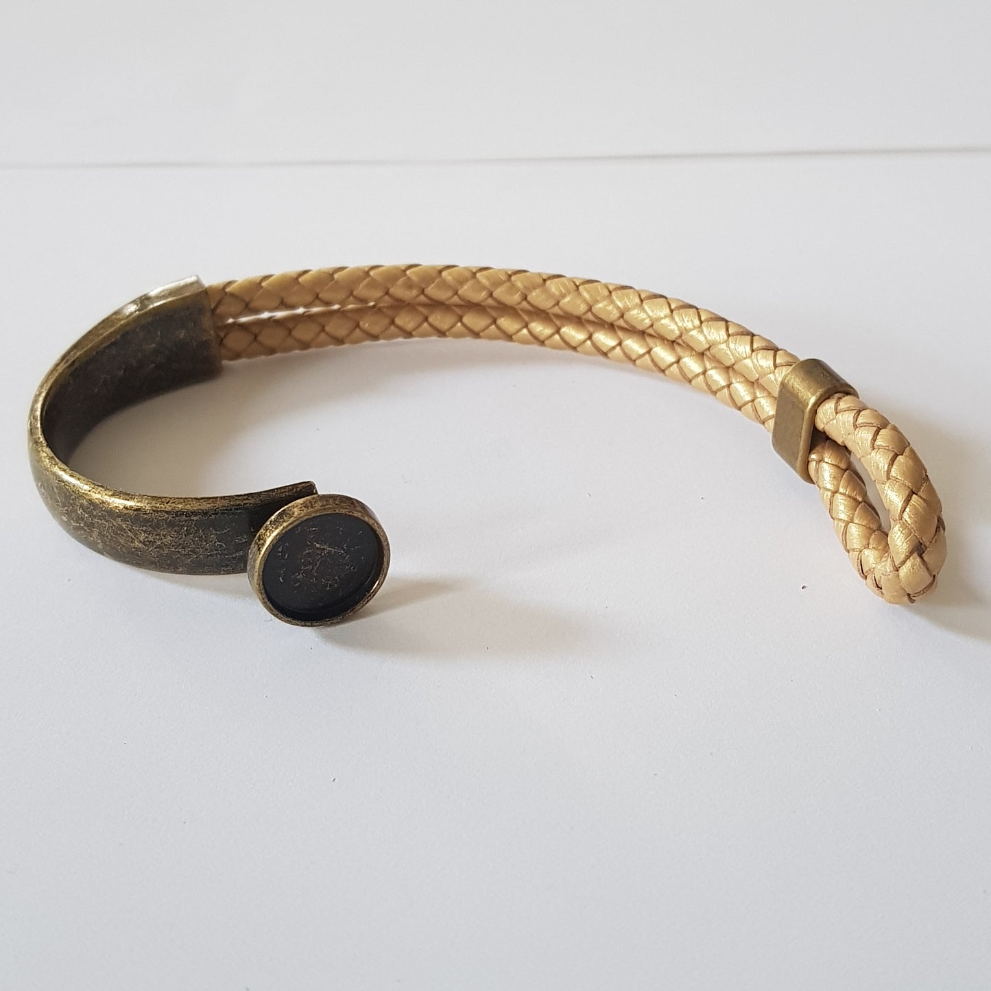 Bracelet Artisanal Gina Cuir Or Bronze