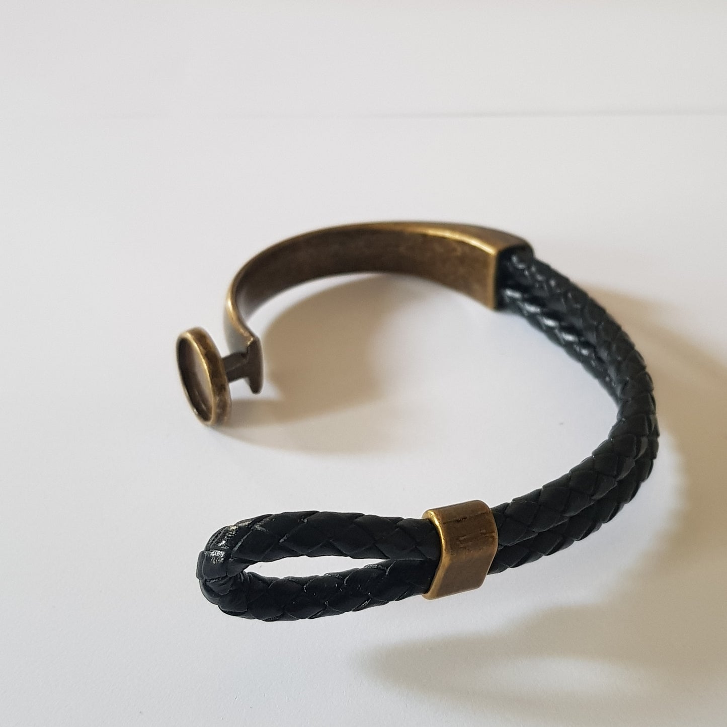 Bracelet Artisanal Gina Cuir Noir Bronze