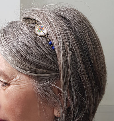 Headband Artisanal Kaméa Perle Bleue