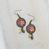 Boucle d'Oreille Artisanale Adora Milfiori Violet et Blanc