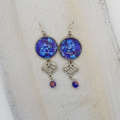 Boucle d'Oreille Artisanale Effy  Bleu foncé